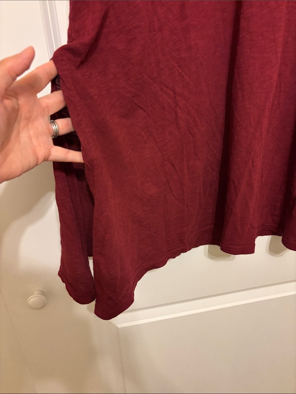 Anthropologie Stateside Burgundy Short Sleeve Tunic Tee with side slit - medium - Picture 3 of 6